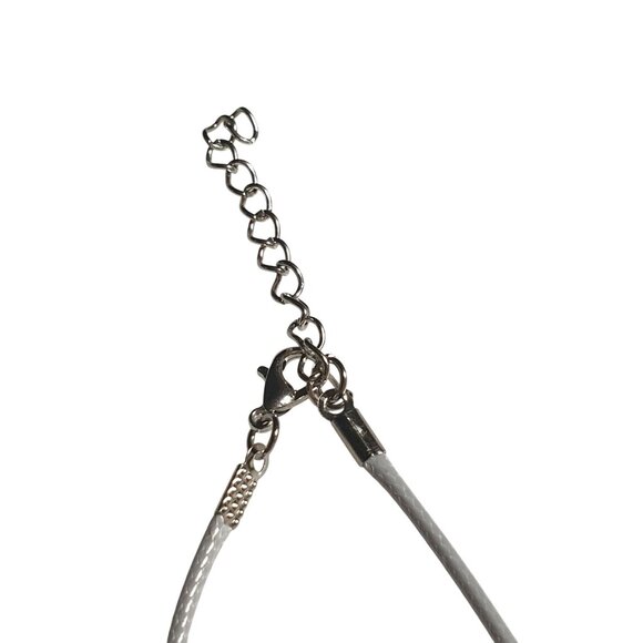 Polished Stone Pendant Necklace Semi Precious Stone Gray Cord Adjustable Gift - Picture 2 of 5